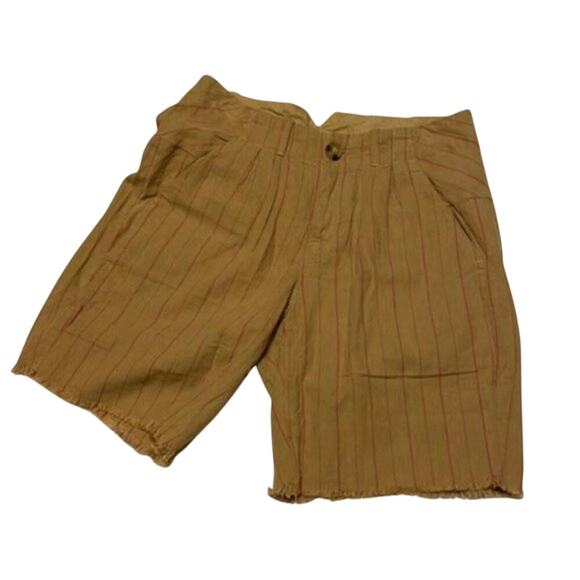 Free People Pin Striped Trouser Shorts Tan size 0 - Picture 1 of 8